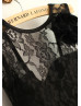 Black Lace Tulle V Back Knee Length Flower Girl Dress With Flower